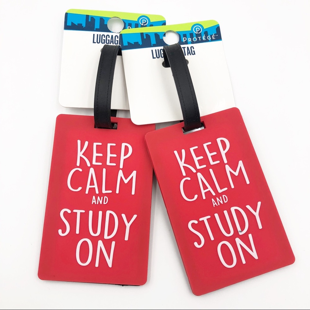 LUGGAGE TAGS Keep Calm and Study On Red & Black